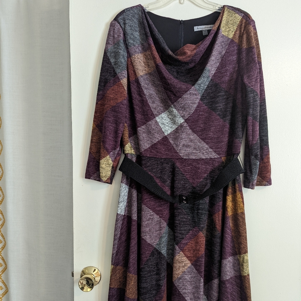 Plaid 3/4 Sleeve Dress